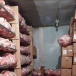 Fresh meat, like these turkey carcasses, are common causes of hot pull down if they are warm when they enter a fridge.